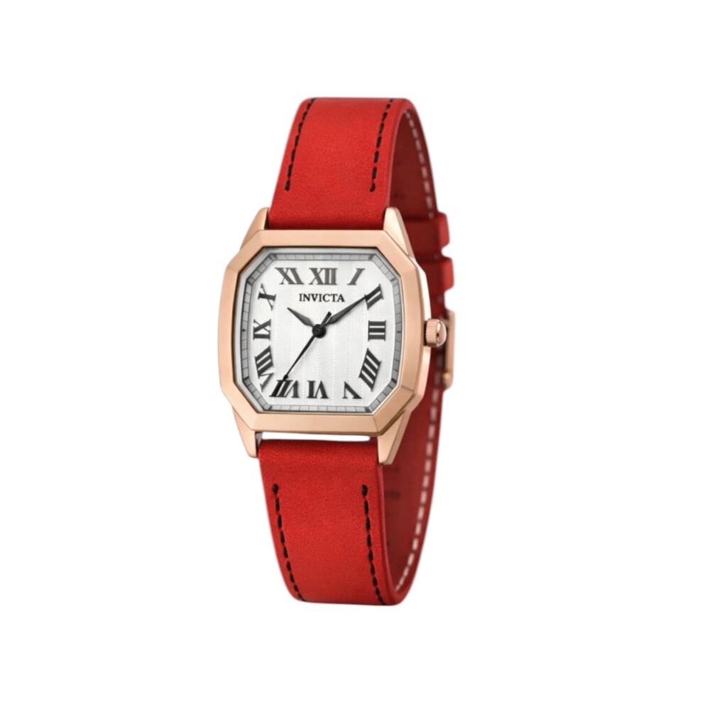 Invicta Wildflower 50590 30mm Gold Tone Red Leather Band Ladies Watch